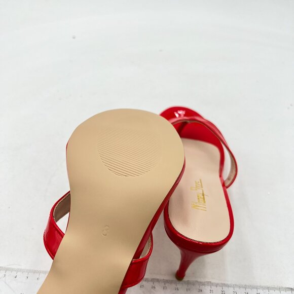 Milooey Red Womens Flip Flop Sandals Slip on High Heel Mules Round Toe Slippers - Picture 4 of 7